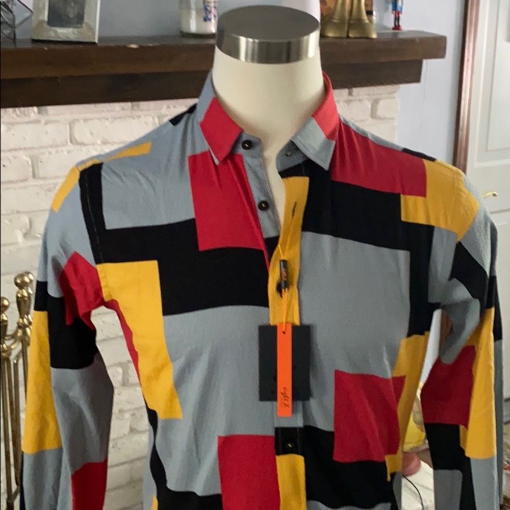 COLORBLOCK LONG SLEEVE DRESS SHIRT by eight X